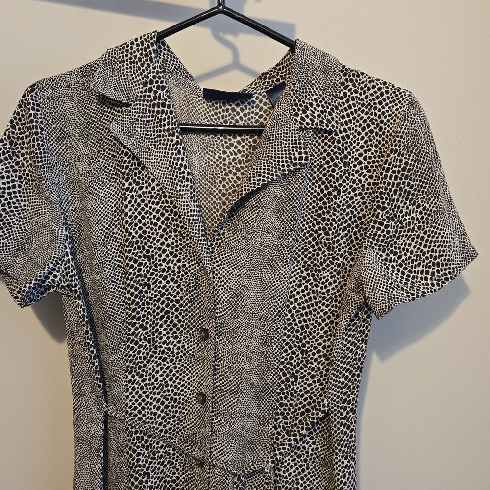 Vtg 90s Y2K Crazy Horse Liz Claiborne Animal Print Slinky Dress Button Up, Sz 6
